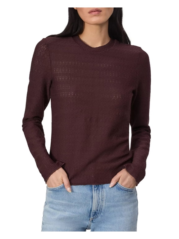 Julia Pointelle Tee Women's XS Dark Purple Crewneck Long Sleeve