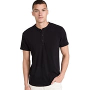 rag & bone Mens Classic Henley, Jet Black, Small