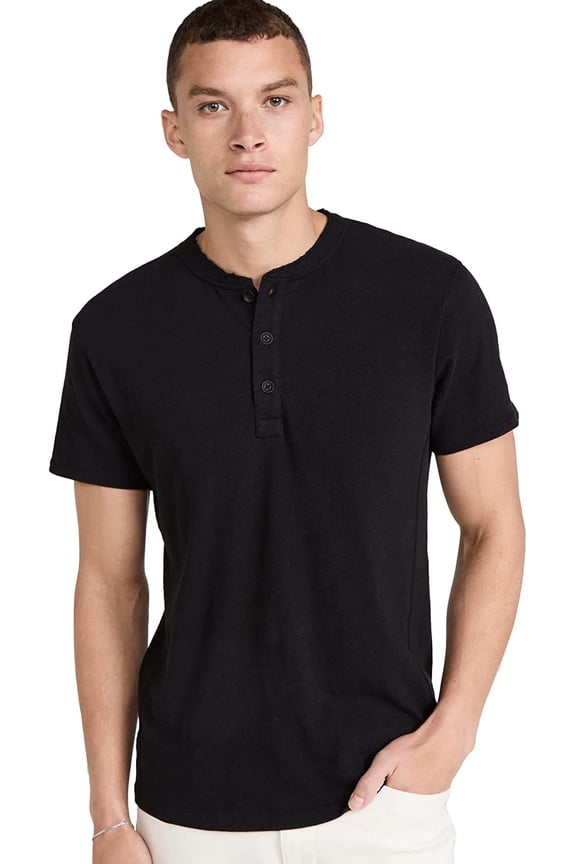 Men's Classic Henley, Jet Black, Small