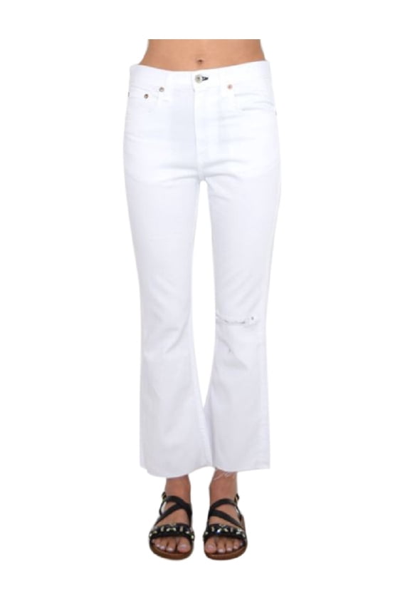 White Crop Jeans With Holes 29