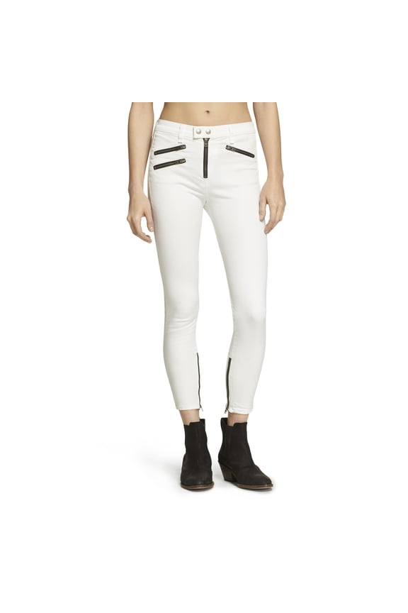 White High Rise Biker Jeans