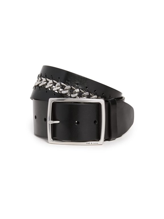 Women's Jumbo Boyfriend Chain Belt, Black, S