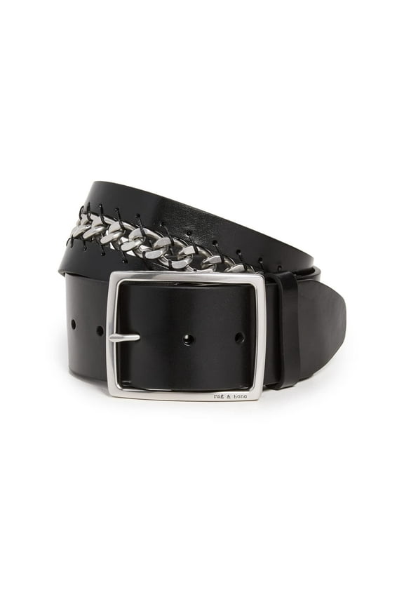 Women's Jumbo Boyfriend Chain Belt, Black, S