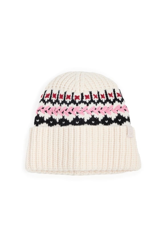 Women's Leigh Fair Isle Beanie, Ivory, White, Print, One Size