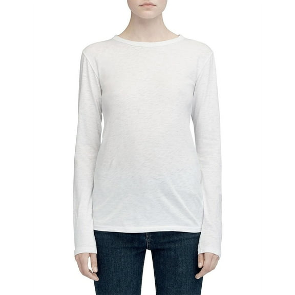 rag & bone Women's The Slub Long Sleeve White T-Shirt, Large