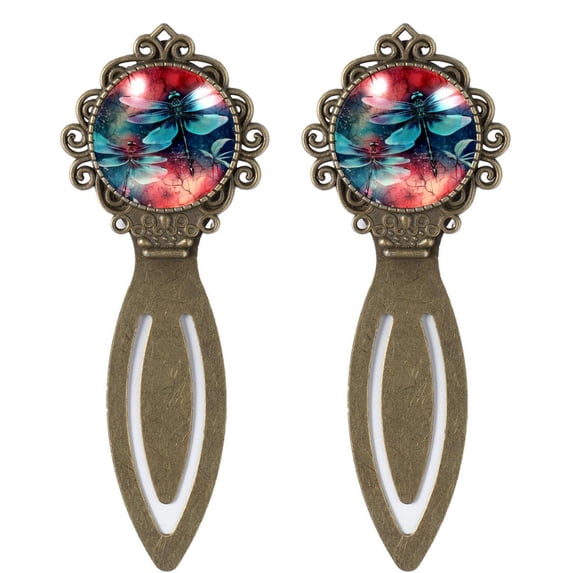 ragonfly Elegant Vintage Copper-Colored Lace Bookmarks Set, Stainless Steel Book Markers for Readers and Book Lovers - Pack of 2