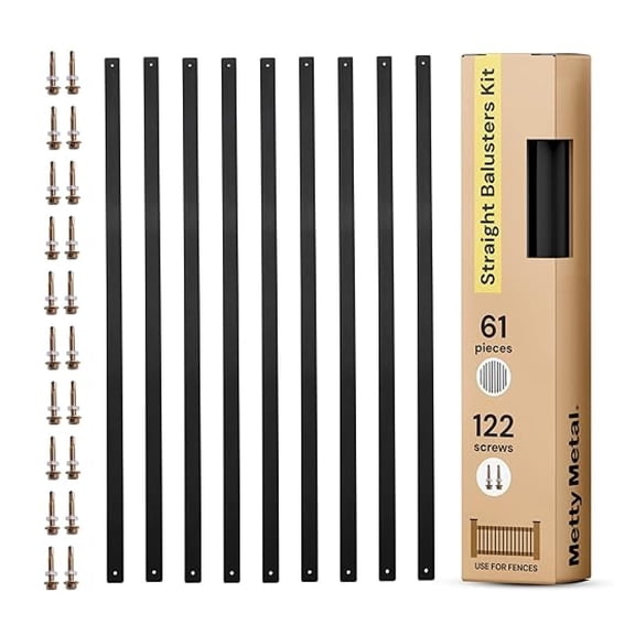 railings Pack of 61 Steady Coated Aluminum Alloy Balusters for Deck Railing- Weather-Proof, Interior & Exterior Staircase Baluster for Wood and Composite Decks 32"x1" Straight, Black