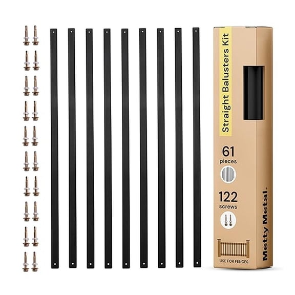 railings Pack of 61 Steady Coated Aluminum Alloy Balusters for Deck Railing- Weather-Proof, Interior & Exterior Staircase Baluster for Wood and Composite Decks 32"x1" Straight, Black