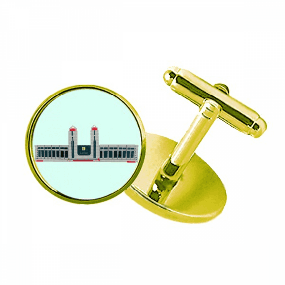 railway station concision outline studded business metal cufflinks en
