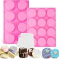 rain 3PCS Cake Puck Mold Set Silicone Chocolate Cover Desserts Mold with 12Cavity Round Cake
