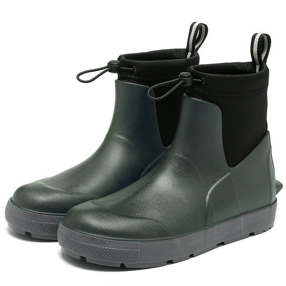 Deck Boots for Men's,Ankle Rubber Rain Boots Waterproof Anti-Slip Waterproof Shoes,Rubber Outdoor Fishing Boating Boots Water Work Shoes for Men