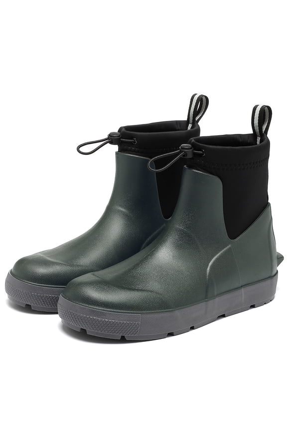 Deck Boots for Men's,Ankle Rubber Rain Boots Waterproof Anti-Slip Waterproof Shoes,Rubber Outdoor Fishing Boating Boots Water Work Shoes for Men