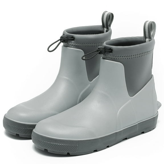 Deck Boots for Men's,Ankle Rubber Rain Boots Waterproof Anti-Slip Waterproof Shoes,Rubber Outdoor Fishing Boating Boots Water Work Shoes for Men