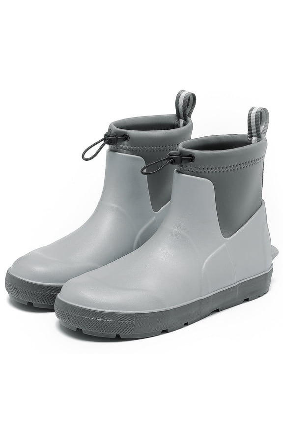 Deck Boots for Men's,Ankle Rubber Rain Boots Waterproof Anti-Slip Waterproof Shoes,Rubber Outdoor Fishing Boating Boots Water Work Shoes for Men