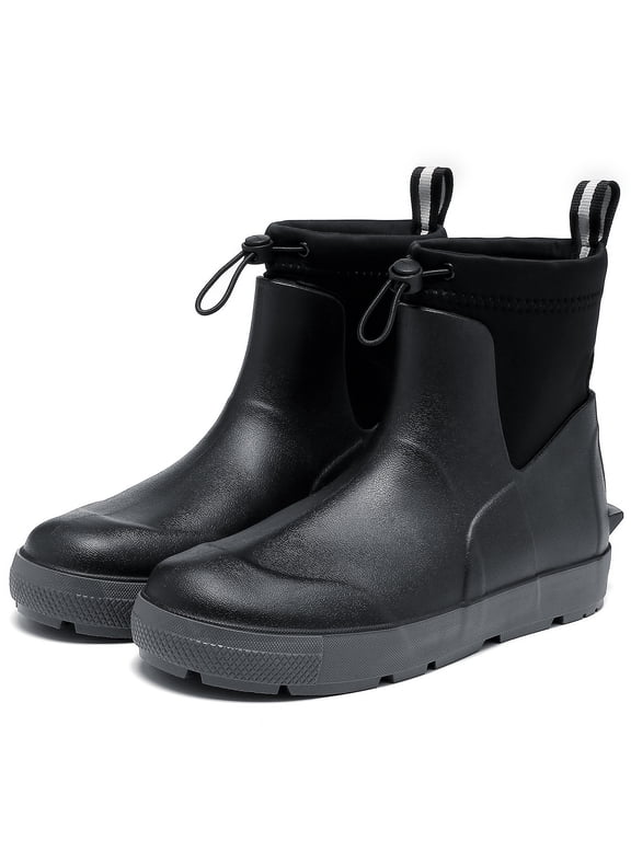Deck Boots for Men's,Ankle Rubber Rain Boots Waterproof Anti-Slip Waterproof Shoes,Rubber Outdoor Fishing Boating Boots Water Work Shoes for Men