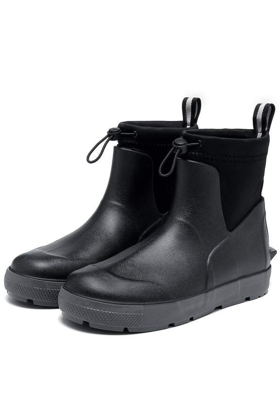 Deck Boots for Men's,Ankle Rubber Rain Boots Waterproof Anti-Slip Waterproof Shoes,Rubber Outdoor Fishing Boating Boots Water Work Shoes for Men