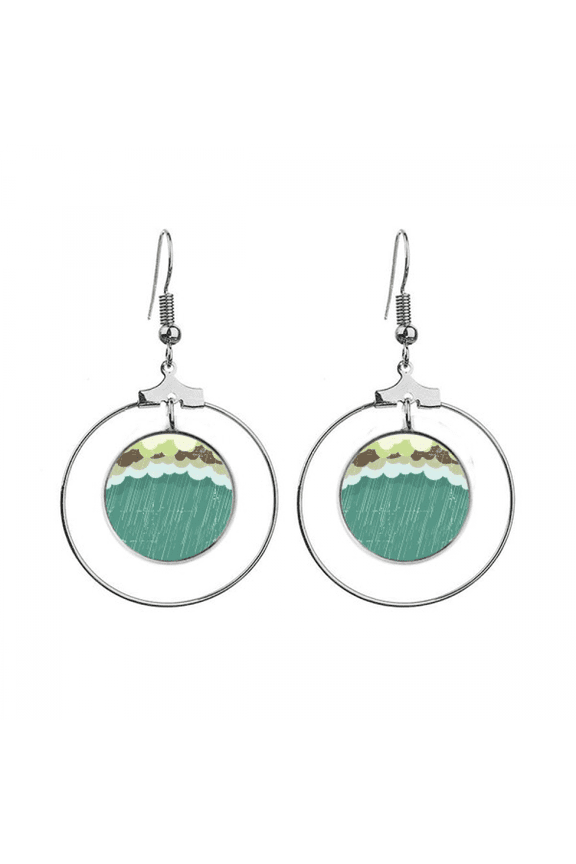 rain cloud sea weather pattern earrings dangle hoop jewelry drop circle