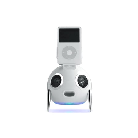 rain iWoofer 2.1 Speaker System w/ FM Radio for iPod (White) Model 10050