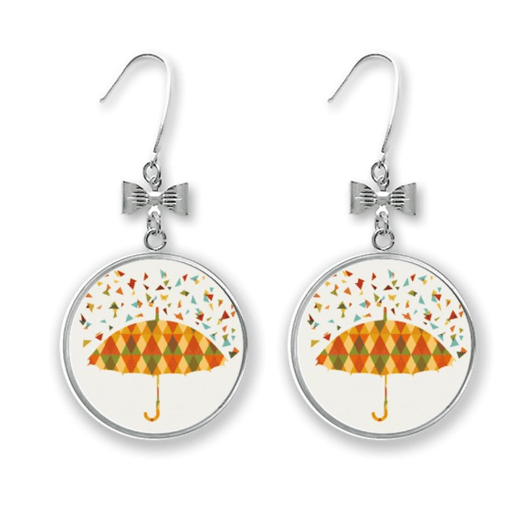 rain umbrella weather drip pattern bow earrings drop stud pierced hook