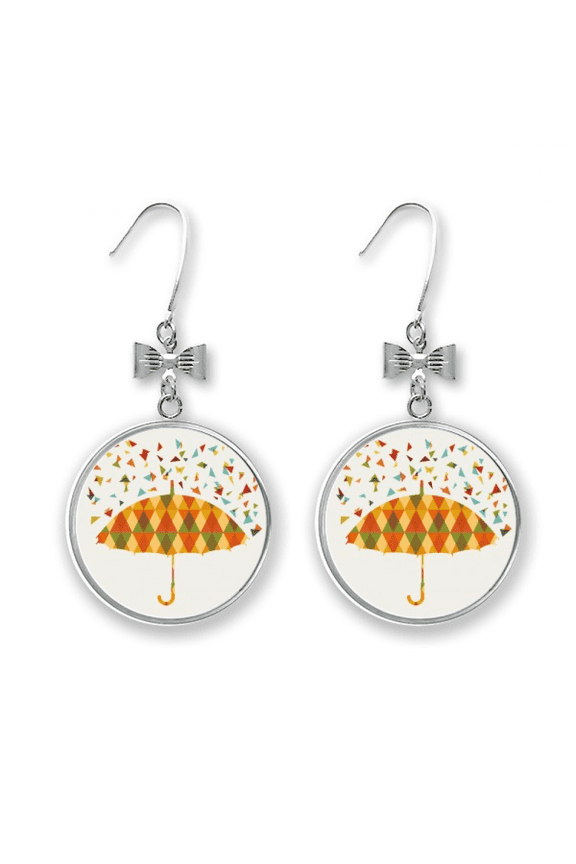 rain umbrella weather drip pattern bow earrings drop stud pierced hook