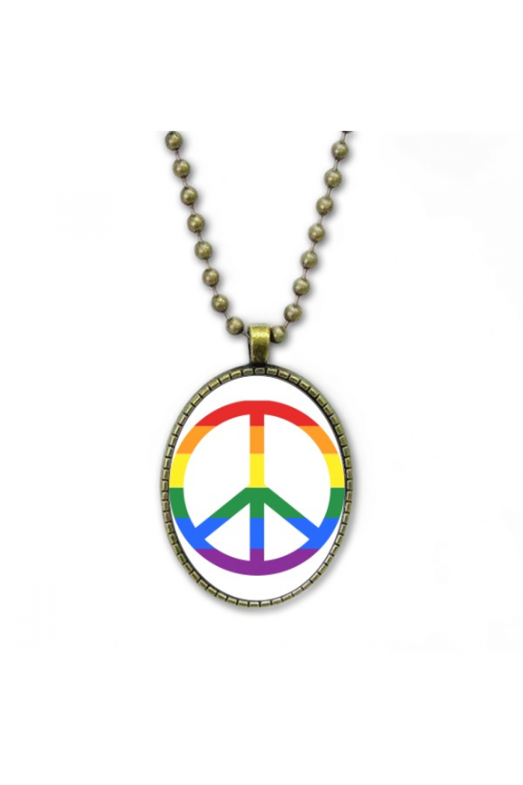 rainbow anti war lgbt necklace vintage chain bead pendant jewelry collection