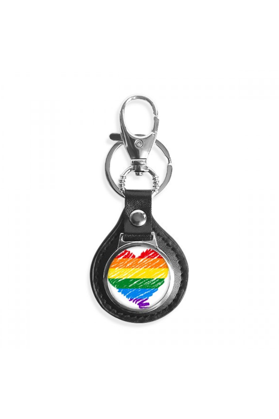 rainbow heart lgbt key link chain keyholder finder hook metal