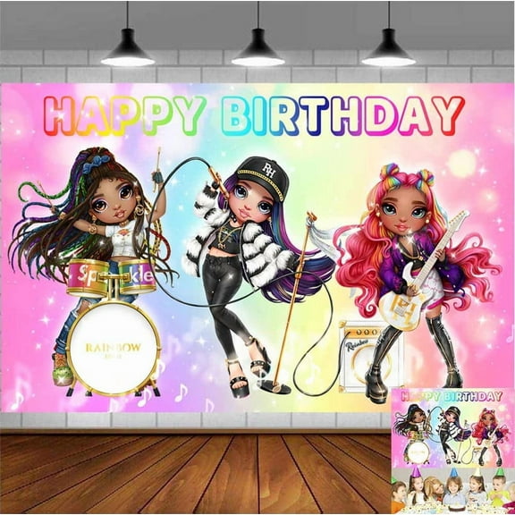 rainbow high rockstar Backdrop Banner Party Supplies Poster Movie Theme Background for Photography Kids Birthday Decorations