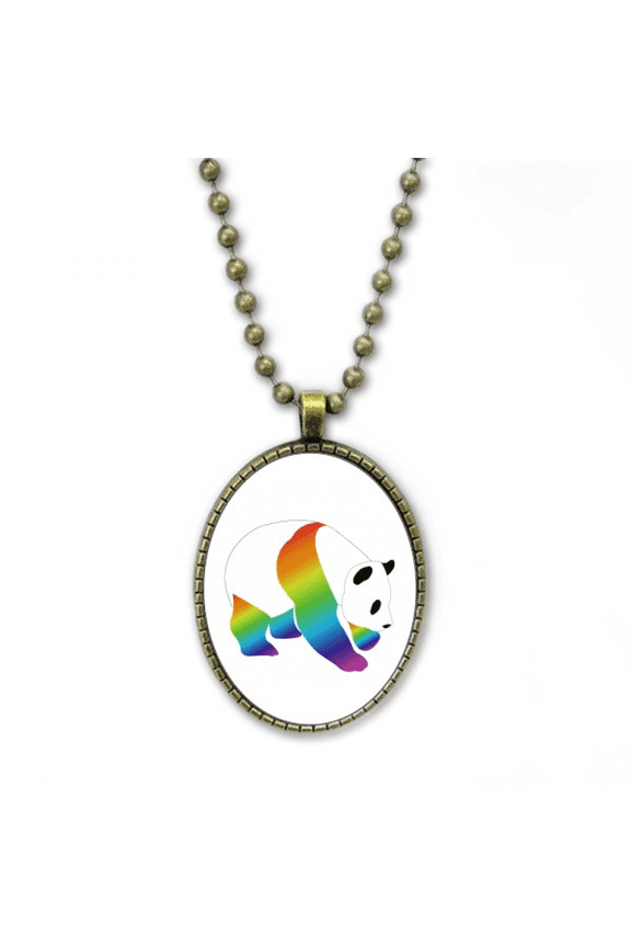 rainbow panda mass animals necklace vintage chain bead pendant jewelry collection
