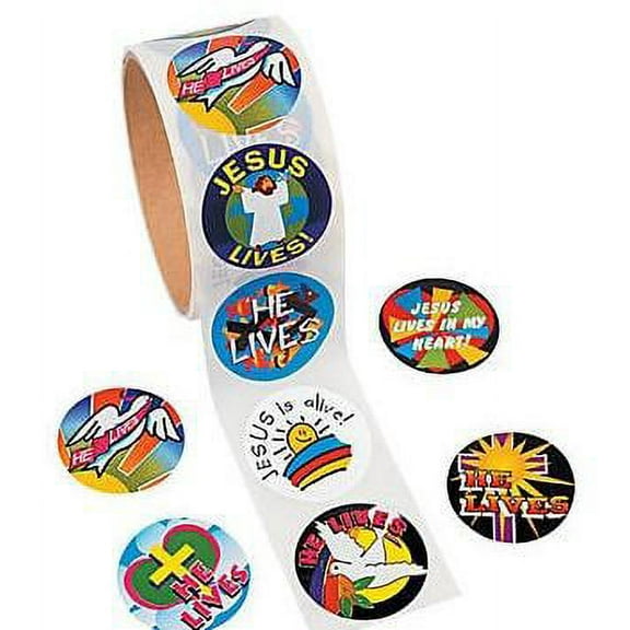 Paper Easter "He Lives!" Sticker Roll 100 count Stickers