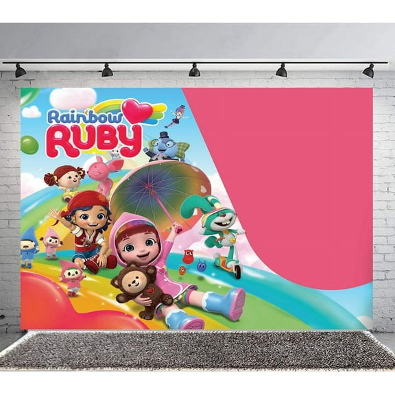 rainbow ruby Backdrop Banner Party Supplies Poster Movie Theme Background for Photography Birthday Decorations