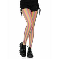 rainbow stripped fishnet pantyhose.