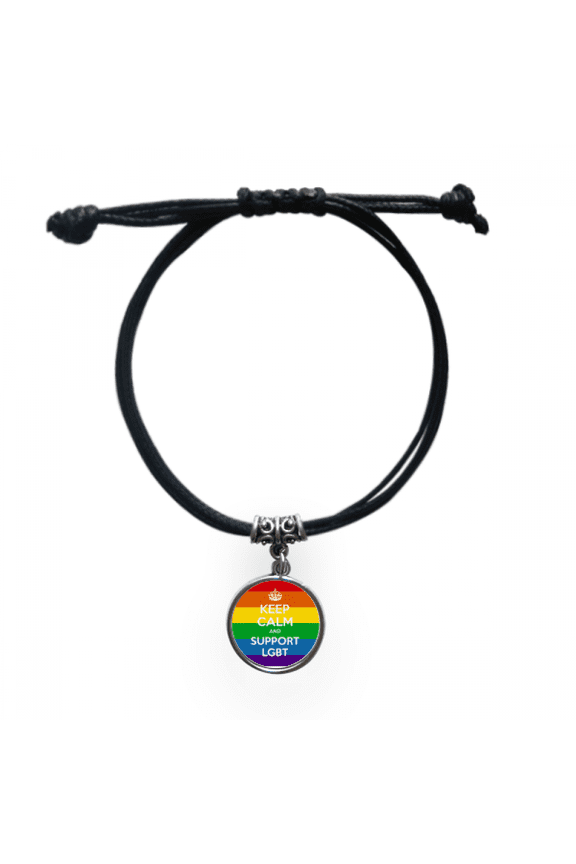 rainbow transgender bisexuals flag lgbt bracelet leather wristband black jewelry