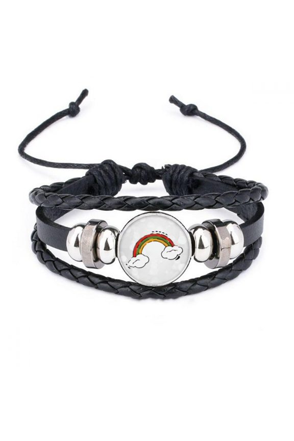 rainbow weather wind illustration pattern bracelet braided leather woven wristband