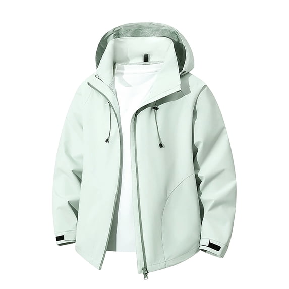Rainjacket Men Plus Size Waterproof Zip Up Windbreaker Stand Collar Snowboarding Mountain Snow Hooded Coats Motorcycle Jacket Men Green Xl