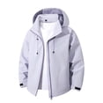 thumbnail image 1 of Rainjacket Men Plus Size Waterproof Zip Up Windbreaker Stand Collar Snowboarding Mountain Snow Hooded Coats Waterproof Jackets For Men Purple M, 1 of 5