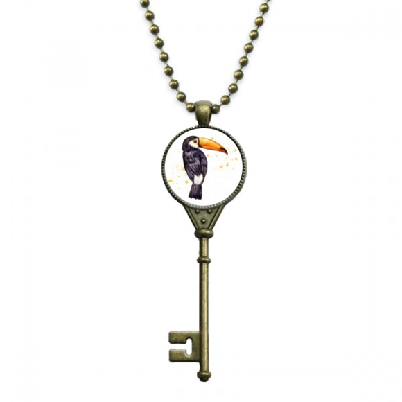 ramphastos toco bird tropical key necklace pendant tray embellished chain
