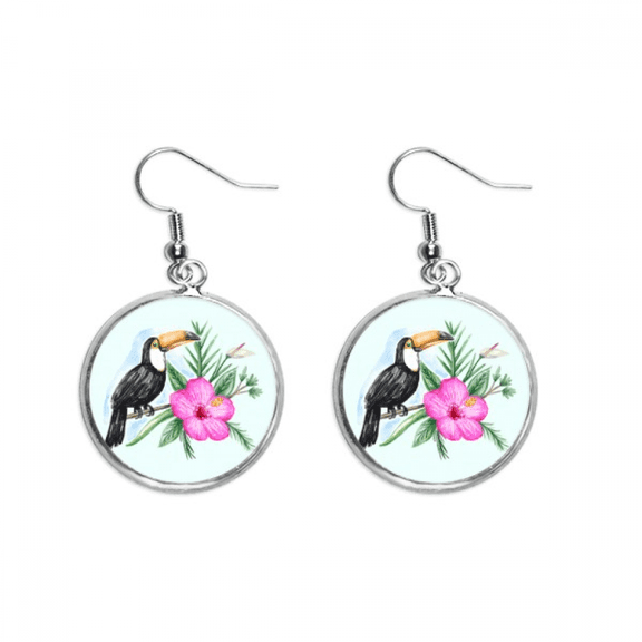 ramphastos toco tropical bird ear dangle silver drop ear jewelry woman