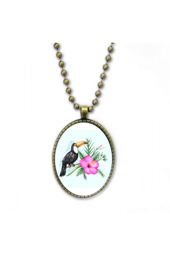 ramphastos toco tropical bird necklace vintage chain bead pendant jewelry collection