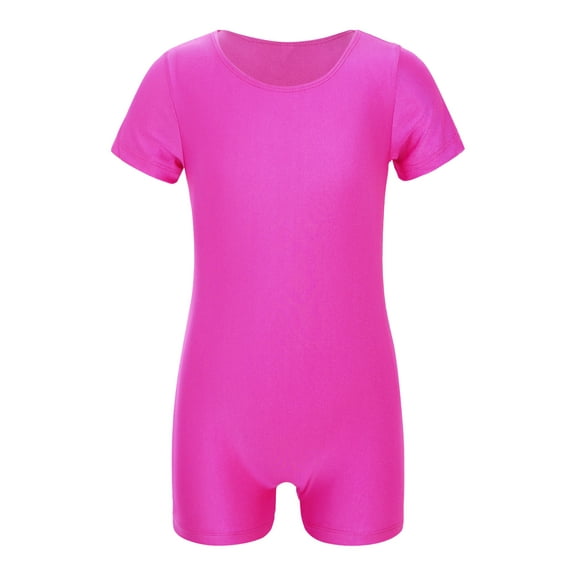 ranrann Boys Girls Stretchy Unitard Short Sleeves Dance Gymnastics Leotard Jumpsuit Rose 10