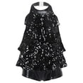 thumbnail image 1 of ranrann Girls Shiny Sequined Modern Jazz Latin Ballet Dance Dress Shorty Unitard Stage Performance Black 4, 1 of 6