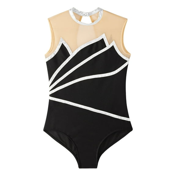 ranrann Girls Sleeveless Gymnastics Leotard Ballet Dance Skating Unitard Athletic Workout Bodysuit Silver 4