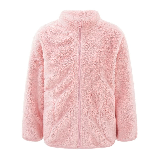 ranrann Girls Stand Collar Warm Outerwear Zipper Polar Fleece Jacket