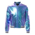 thumbnail image 1 of ranrann Kids Boys Girls Shiny Metallic Zipper Closure Jacket Windproof Motorcycle Coat Outerwear Colorful 10, 1 of 7