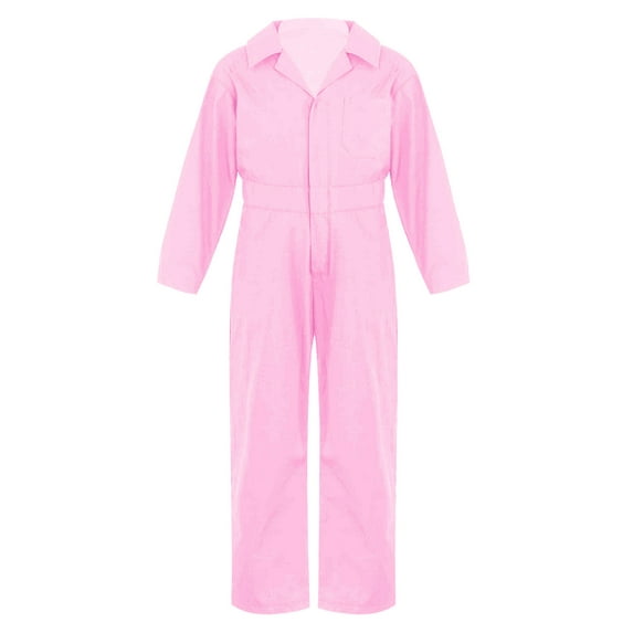 ranrann Kids Boys Long Sleeve Cargo Coverall Bodysuit Girls Tricot Taping Full Zip Solid Color Pink 14