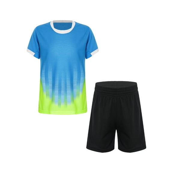 ranrann Kids Boys School PE Kit Sports Set 2 Pcs T-Shirt and Shorts Football Training Suit Tracksuits Sky Blue 3XS