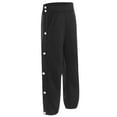 thumbnail image 1 of ranrann Kids Boys Tear Away Basketball Pants Fashion Sweatpants Side Split Press Button Sports Pants Black-A 170, 1 of 6