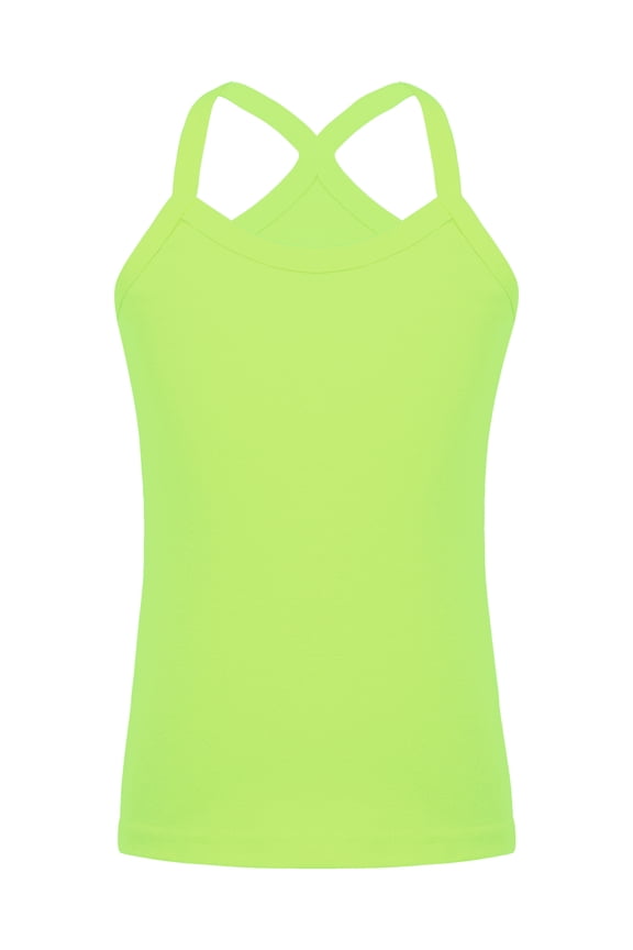 Kids Girls Basic Camisole Cross Back Knit Tank Tops Spaghetti Straps Vest Sleeveless Sport Green 150