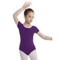 thumbnail image 1 of ranrann Kids Girls' Classic Gymnastic Ballet Dance Leotard Short Sleeves Athletic Bodysuit Dark Purple 8, 1 of 6