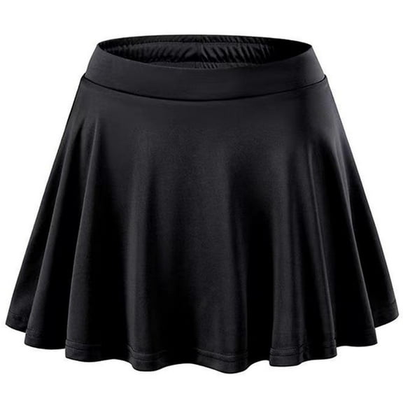 ranrann Kids Girls Tennis Skirt High Waisted Sports Golf Skort Stretch Plain Flared Skater Skirt with Black S