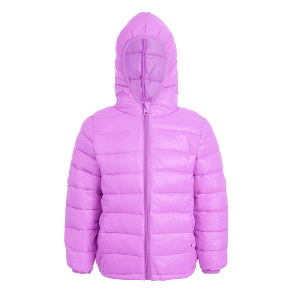 ranrann Kids Windproof Down Coat Boys Girls Puffer Jacket Hooded Lightweight Outwear Coats Purple 2-3